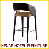 Hotel Restaurant Public Territory Wooden Chair Bar Stool with Backrest