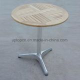 Round Aluminum Table with Ash Wood Desktop for Outdoor (SP-AT339)