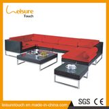 Outdoor Furniture Garden Swimming Pool Recreational Area Red Aluminum Rattan Corner Sofa