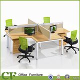 Powder Coating Leg L Shape Office Staff Desk for 4 Person