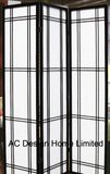 Black Color Luxury Rice Paper Non-Woven and Wooden Japanese Style Folding Shoji Screen Room Divider X 3 Panel