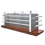 Double Side Glass Cosmetic Supermarket Display Shelf