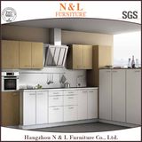 N&L Mintcream Color Moistureproof Open Shelf Glass Door Kitchen Cabinet