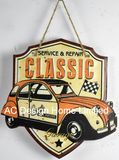 Vintage Car Design Emboss Printing Metal Wall Decor Plaque