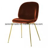 Modern Style Red Velvet Fabric Gold Legs Restaurant Sofa Chair Import From China