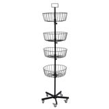 Retail Store Round Basket Wire Center Display Shelf with Wheels