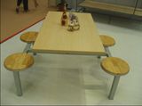 Metal Steel Frame HPL Laminated Top Cheap Restaurant Canteen Table with Chair 4 Seats