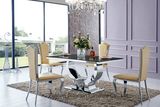 Modern Stainless Steel Glass 6 People Dining Table / Dining Room Furniture